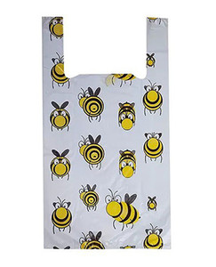 Пакет майка ПНД «Пчелки» белый, 28х50см, 14 мкм, упаковка 100 штук