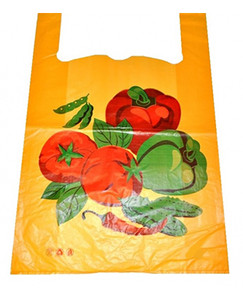 Пакет майка ПНД «Овощи» желтый, 30х55см, 20 мкм, упаковка 100 штук