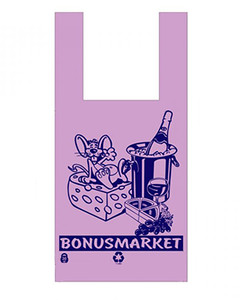 Пакет майка ПНД «Бонус маркет» цветной, 31х63см, 28 мкм, упаковка 100 штук
